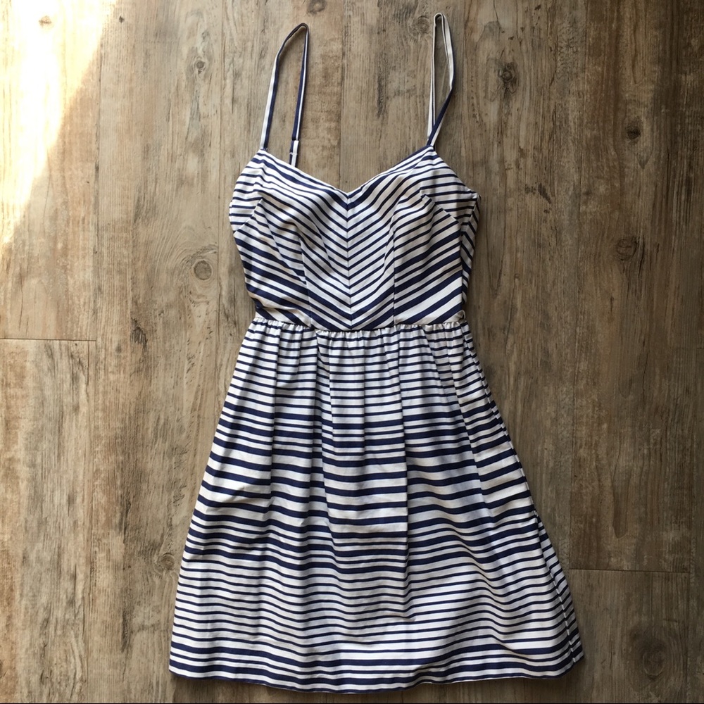 Bar III white and blue striped dress